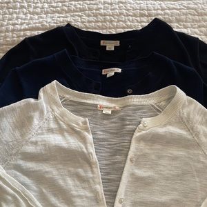 Crewcuts three cardigans girls size 16. Black, navy and white colors